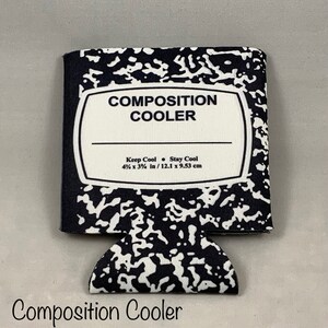 Can Coolers Vintage Library Card Ephemera Specialty Can Cooler Booklover Gift Composition Cooler