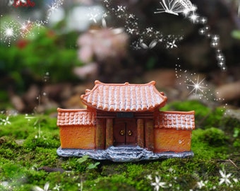 1pcs Resin Miniature Tiny Chinese Tile-roofed House Mini Fairy Garden Supplies Succulent Terraium DIY Accessories Gift