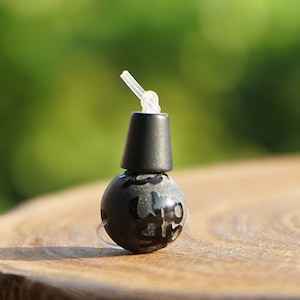 1 pieza de cuentas de gurú de piedra natural, ágata negra con Om mani padme hum, accesorios de madera para bricolaje, hallazgos de joyería, 3 agujeros de 12 mm
