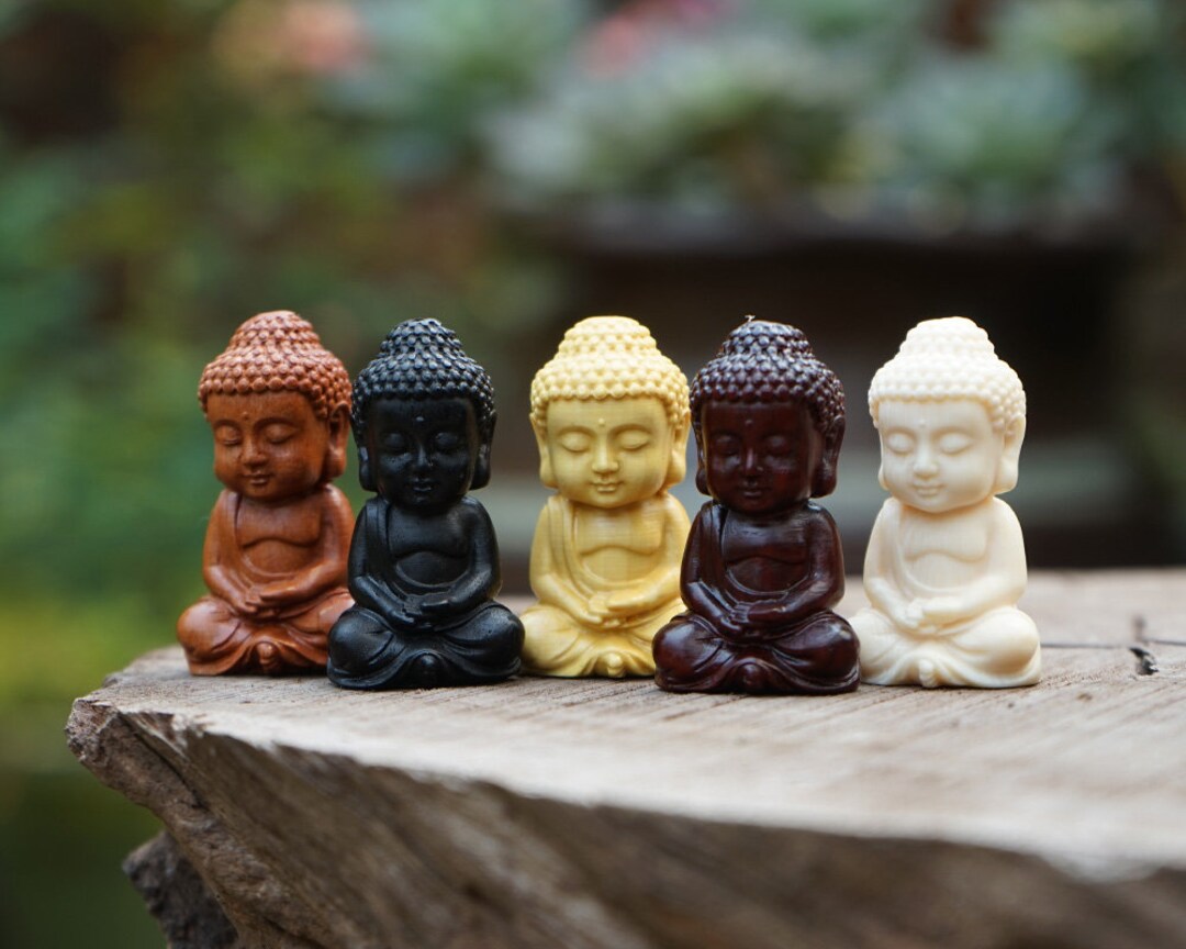 Natural Wood Buddha , 1pcs Blackwood Peach Red Sandalwood Carved