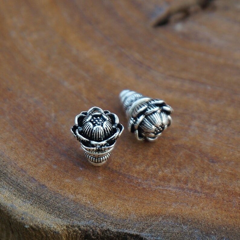 925 Sterling Silver Lotus Guru Bead Antique Silver Guru Bead Etsy