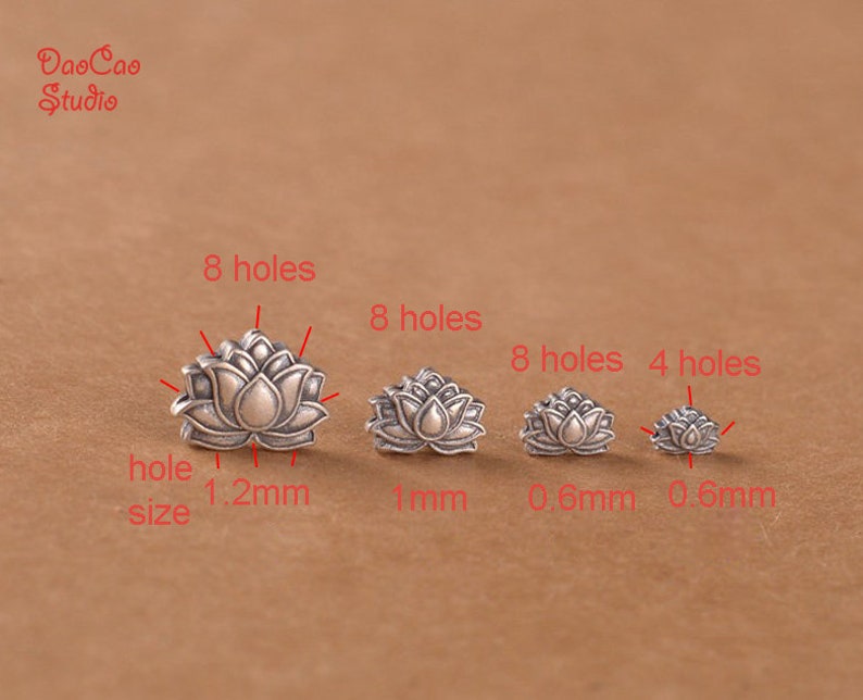 925 Sterling Silver Bead 1pcs Carved Full Bloom Lotus Thai Silver Nepal Tibetan Spacer Beads for Earrings Mala Japa DIY Jewelry 4 size