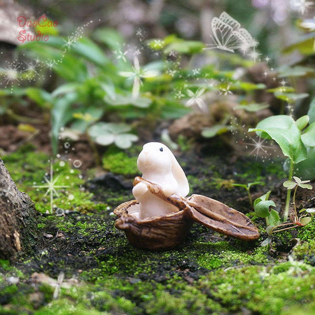 Cute Bunny Fairy Miniature Series , Tiny White Rabbit Row Boat , Mini ...