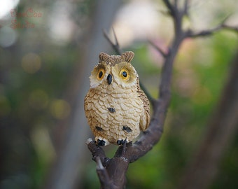A set 4pcs Bird Miniature Tiny Owl Fairy Garden Supplies Succulent Terraium DIY Accessories Animal Figurine