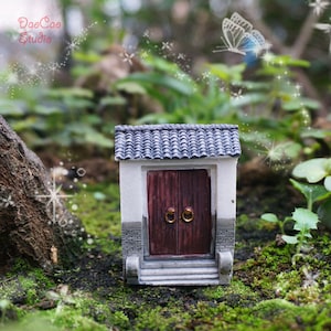 Fairy Garden Supplies , Chinese Style Set of 2 Close and Open Door Mini Garden Decoration Succulent Terraium DIY Accessories 1pcs