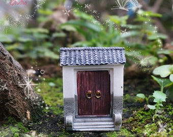 Fairy Garden Supplies , Chinese Style Set of 2 Close and Open Door Mini Garden Decoration Succulent Terraium DIY Accessories 1pcs