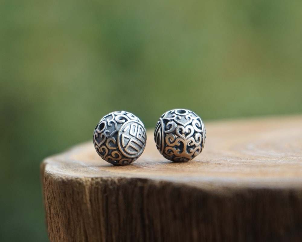 925 Sterling Silver Bead 1pcs Carved Full Bloom Lotus Thai Silver Nepal Tibetan Spacer Beads for Earrings Mala Japa DIY Jewelry 4 size
