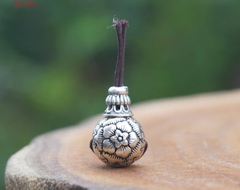 925 Sterling Silver Guru Beads Carved Big Flower Guru Bead , Thai Nepal Beads DIY Mala Japa Accessories Jewelry Findings 10mm 12mm 3 hole