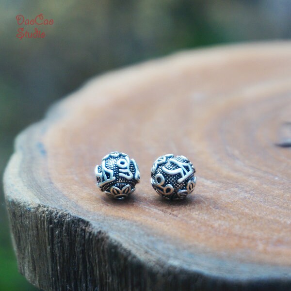 925 Sterling Silver Bead 1pcs Carved Full Bloom Lotus Thai Silver Nepal Tibetan Spacer Beads for Earrings Mala Japa DIY Jewelry 4 size