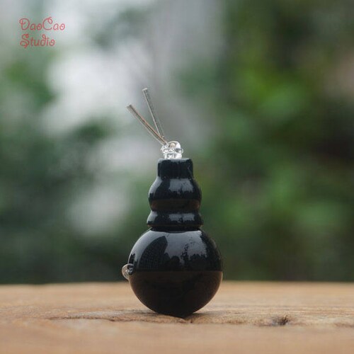 1pcs Natural Stone Guru Beads Black Agate Smooth Round Wood Etsy