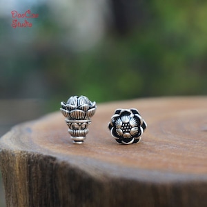 925 Sterling Silver Lotus Guru Bead , Antique Silver Guru Bead Spacer Beads DIY Accessories Jewelry Findings 11mm 3 Hole