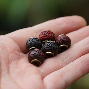 Wood Bead，1pcs Black / Red wood , Guru Bead Spacer Beads DIY Accessories Jewelry Findings