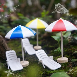 Ein Set 6 Stück kleine Strandschirm Weiß Lounge Stühle, Gelb Rot Blau, Meer Mini Fee Garten Liefert Sukkulenten Terraium DIY Zubehör