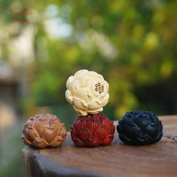 Natural Wood Bead 4pcs Red Sandalwood Peach Wood Boxwood