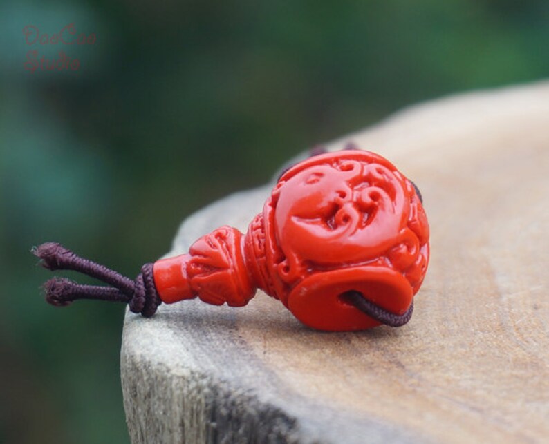 Cinnabar Guru Beads Carved Ancient Dragon Guru Bead Loose Etsy