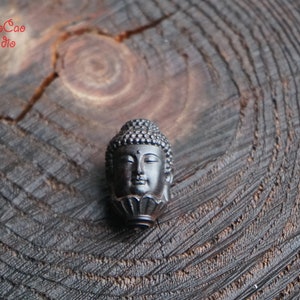 Natural Wood Bead , 1pcs Black Wood Bead Carved Buddha Guru Beads Spacer Bead DIY Accessories Jewelry Findings