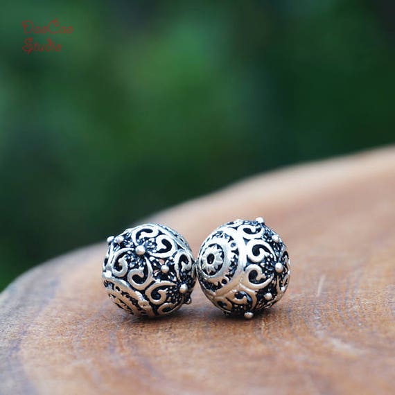 925 Sterling Silver Bead 1pcs Carved Full Bloom Lotus Thai Silver Nepal Tibetan Spacer Beads for Earrings Mala Japa DIY Jewelry 4 size
