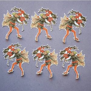 6 adesivi Holly Fairy. Adesivi carini. Decorazioni per diario, planner e scrapbooking via posta ordinaria. Ephemera.