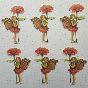 6 adesivi Zinnia Fairy. Adesivi carini. Decorazioni per diario, scrapbooking e planner per posta ordinaria. Ephemera.