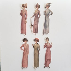 6 x 1900's Damen Aufkleber. Niedliche Sticker. Mode. Snail Mail Scrapbook Planer Journal Dekorationen. Ephemera.