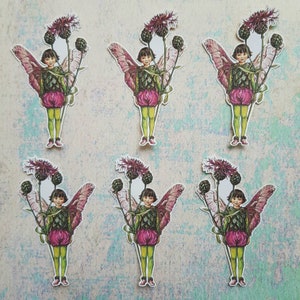 6 adesivi Thistle Fairy. Adesivi carini. Decorazioni per diario, planner e scrapbooking tramite posta ordinaria. Ephemera.