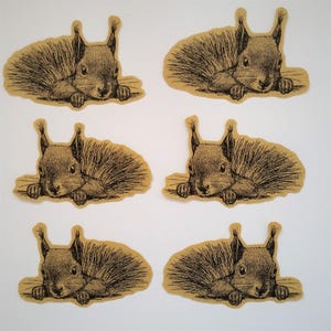 6 x autocollants kraft écureuil furtif. Animaux des bois. style vintage. Décorations de journal de planificateur de scrapbook de courrier d’escargot. Éphémère.