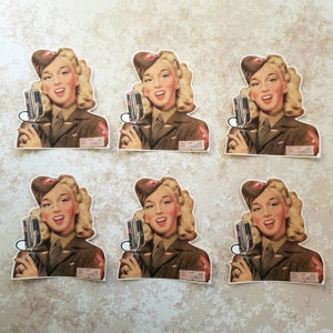 6 adesivi Singer anni '40. Adesivi carini. Moda. Decorazioni per diario e scrapbooking con posta ordinaria. Effimere.