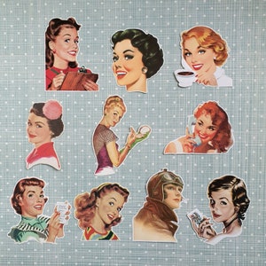 10 adesivi misti Retro Girl. Adesivi carini. Moda. Decorazioni per diario, scrapbooking e planner per posta ordinaria. Effimere.