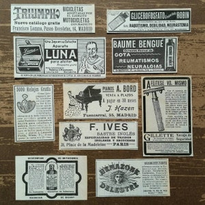 10x adesivos de propaganda de papel vintage. Retrô. Espanhol. Decorações de diário de planejador de scrapbook de correio tradicional. Efêmera.