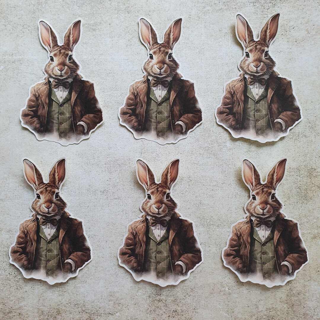 Scrapbook Rabbit Sticker 6 X Elegant Rabbit Stickers. Cute Stickers. Woodland. Snail Mail ...