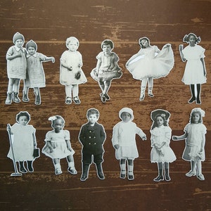 11 adesivi per bambini antichi. Adesivi carini. Moda. Decorazioni per diario, planner e scrapbooking tramite posta ordinaria. Effimere.