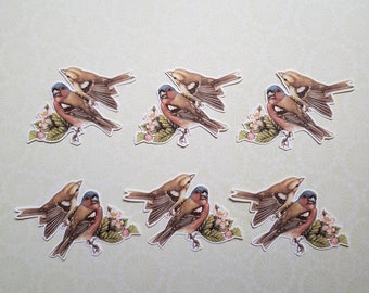 6 x Two Little Birds stickers. Snail mail  scrapbook planner journal decorations. Ephemera.