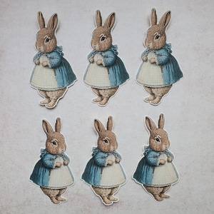 6 x Bunny in a Blue Dress Sticker. Snail Mail Scrapbook Planer Journal Dekorationen. Kawaii. Ephemera.
