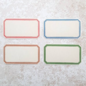 6 etichette per indirizzi di medie dimensioni, stile Dennison. Blu, verde, marrone o rosso. Diario planner per scrapbooking con posta ordinaria. Ephemera.