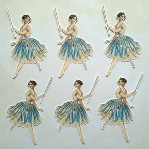 6 adesivi Ballerina in blu. Adesivi carini. Moda. Decorazioni per diario planner scrapbooking posta ordinaria. Ephemera.