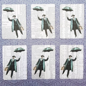 6 adesivi Uomo con ombrello. Adesivi carini. Eccentrici. Decorazioni per diario, planner e scrapbooking via posta ordinaria. Effimere.