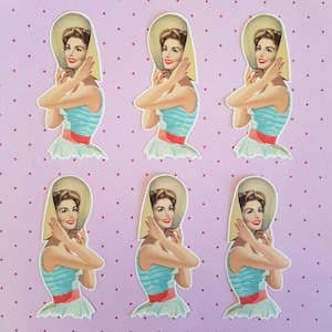 6 adesivi Donna con cappello di paglia. Adesivi carini. Moda. Decorazioni per diario, planner e scrapbooking via posta ordinaria. Effimere.