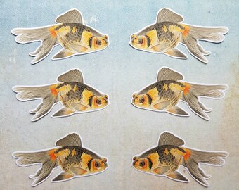 6 x Goldfish stickers. Snail mail  scrapbook planner journal decorations. Cute. Ephemera.