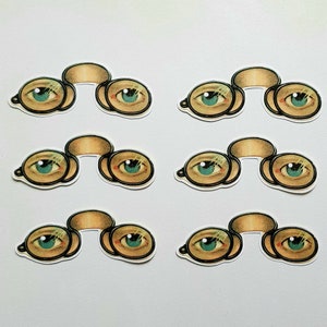 6 x naklejki Spectacles. Styl vintage. Retro. Steampunk. Dekoracje do kalendarza ze scrapbookiem wysyłanym pocztą ślimakową. Ephemera.