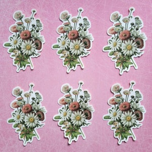 6 adesivi Daisy Bouquet. Floreale. Decorazioni per diario, planner e scrapbooking via posta ordinaria. Ephemera.