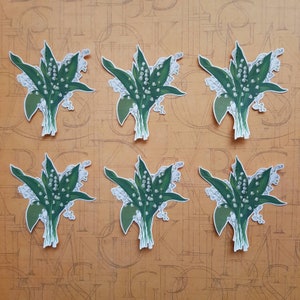6 adesivi Lily Of The Valley. Fiori. Decorazioni per diario planner scrapbooking posta ordinaria. Ephemera.