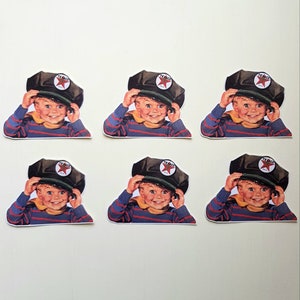 6 adesivi Boy in a Texaco Cap. Adesivi carini. Moda. Retro. Decorazioni per diario, scrapbooking e posta ordinaria. Ephemera.