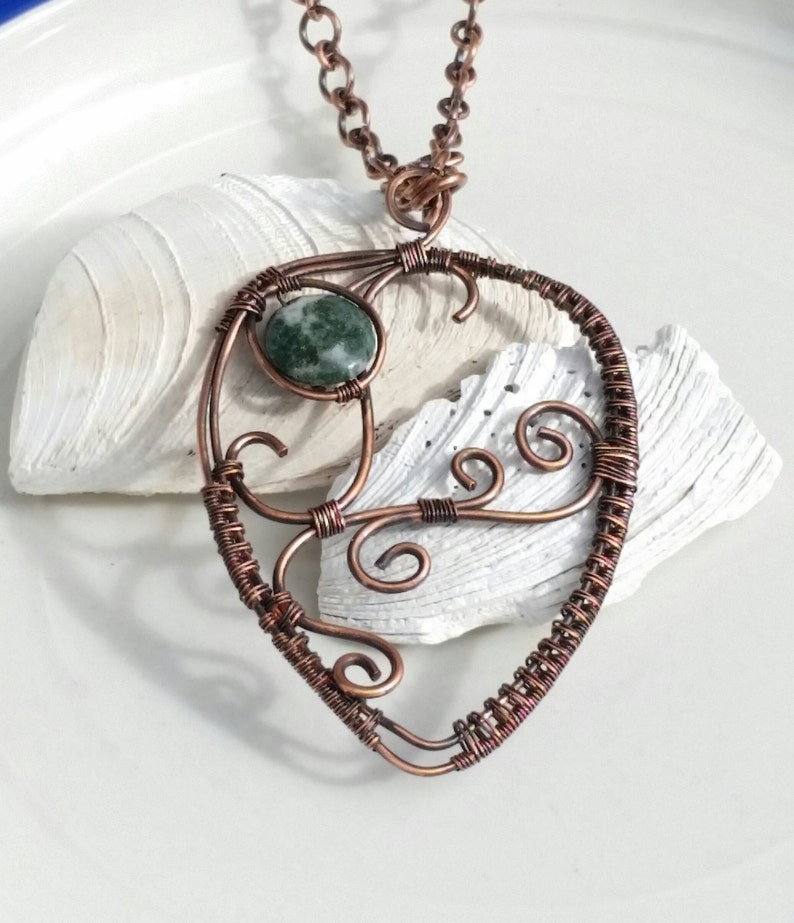 Copper Pendant Necklace Wire Weave Necklace Copper Wire Etsy