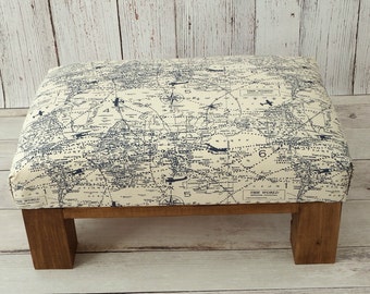 Upholstered ottoman nursery airplane - boys airplane bedroom décor - footstool airplane nursery - aircraft room décor - aviation décor -