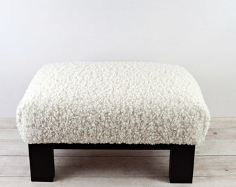 Shearling foot stool faux wool Ottoman Sherpa