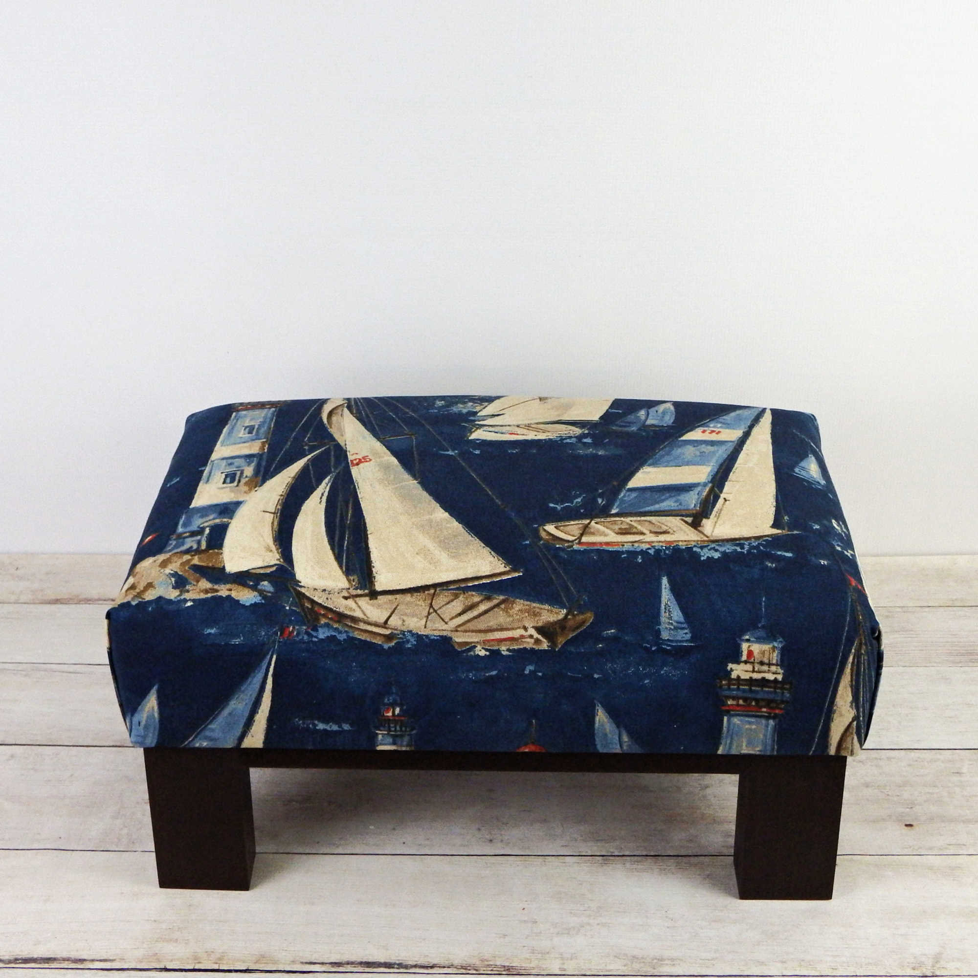 Coastal Furniture Sailing Boat Footstool Small Ottoman Lake House Furniture Nautical Pouf Etsy