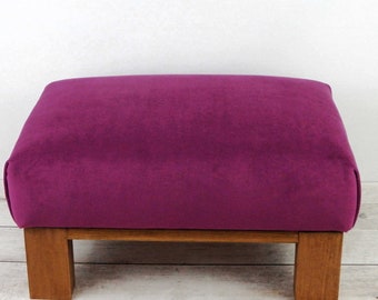 Velvet ottoman footstool -  velvet furniture - velvet footstool