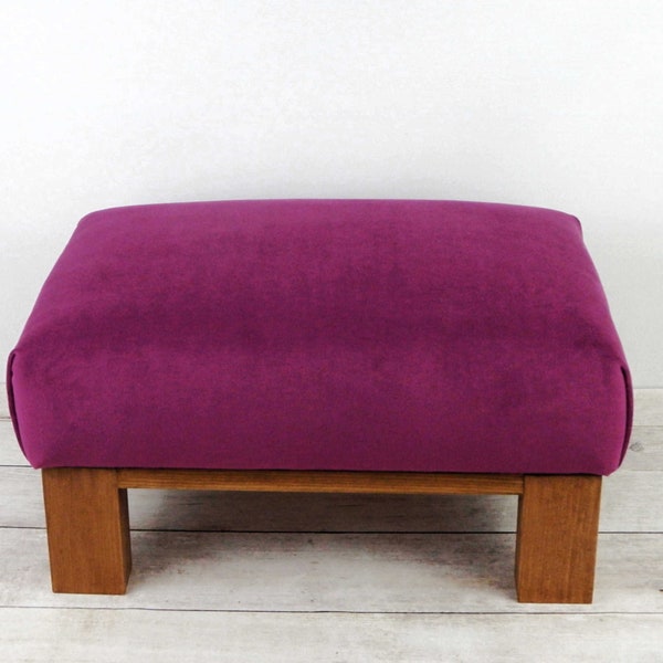 Velvet ottoman footstool -  velvet furniture - velvet footstool