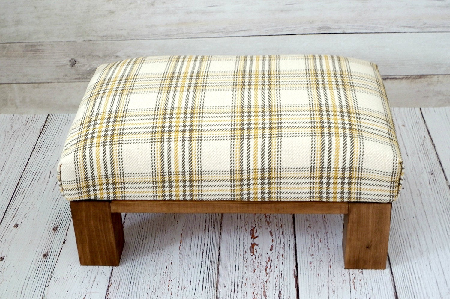 Ottoman small ottoman plaid foot stool rustic footstool Etsy