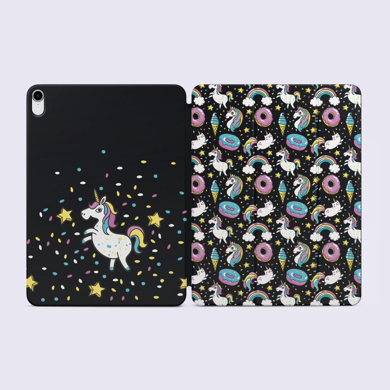 Unicorn iPad 11.4 2018 Case Donuts New Magnetic iPad Smart Folio Cute Animal Print iPad 12.9 2018 Smart Cover Colorful iPad 2018 Case CC1516